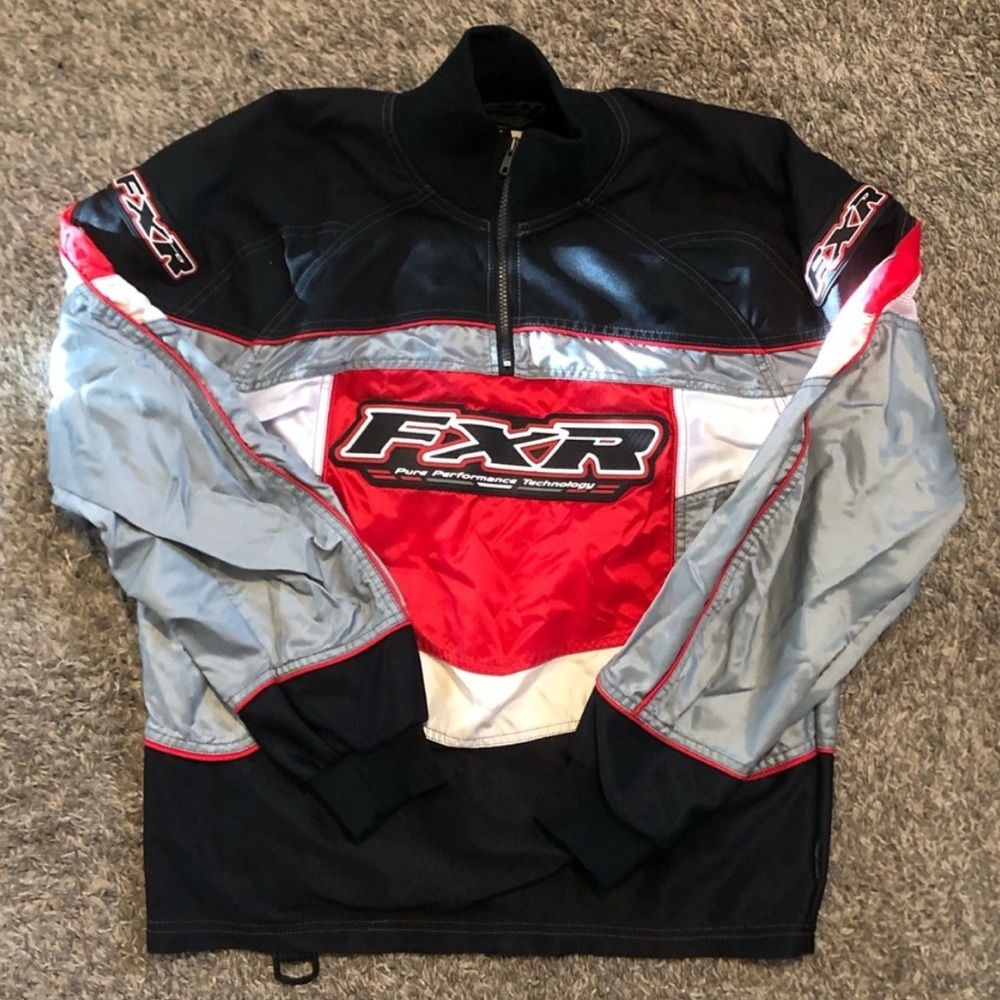FXR Fox Racing Motocross 1/4 Zip Long Sleeve Jacket Black Red and White Medium